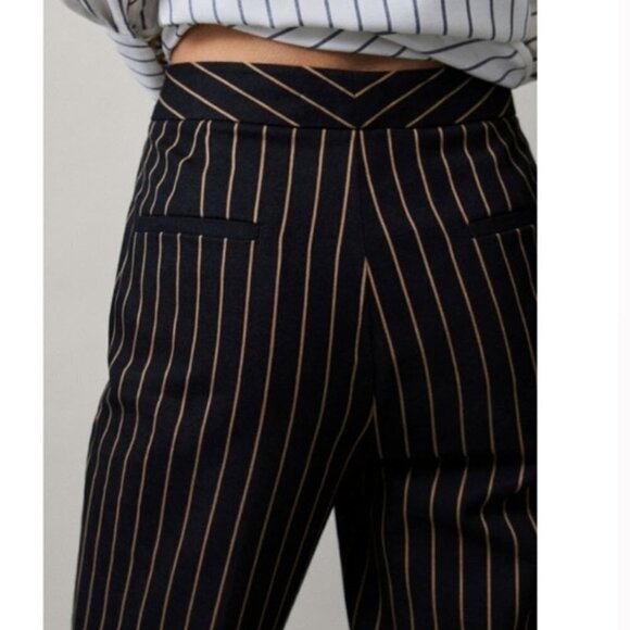 MASSIMO Dutti Pin Striped Cropped Cotton Trousers Pants Size 6 - Picture 4 of 17